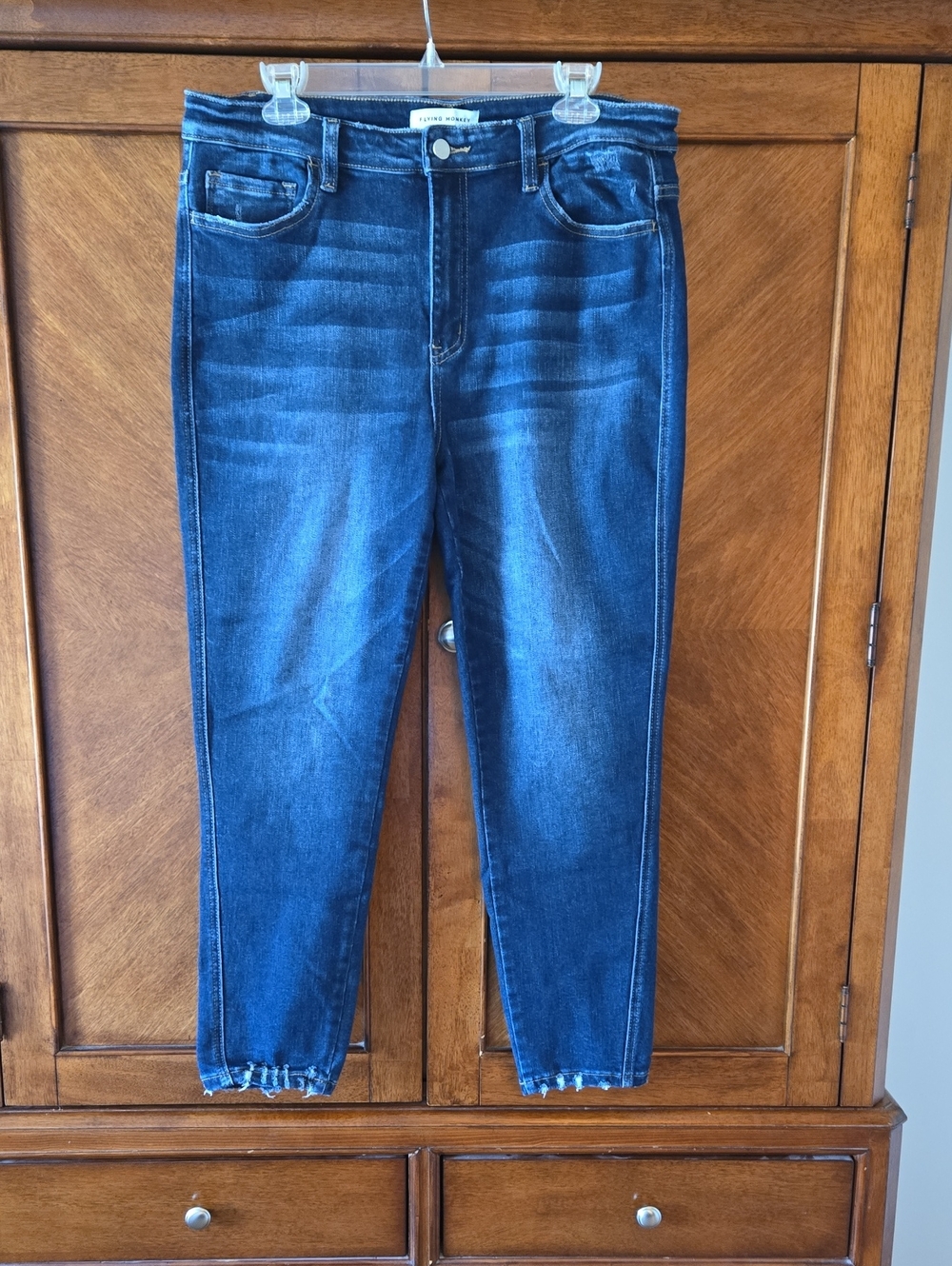 Flying Monkey Dark Blue Skinny Jeans with Frayed Hem